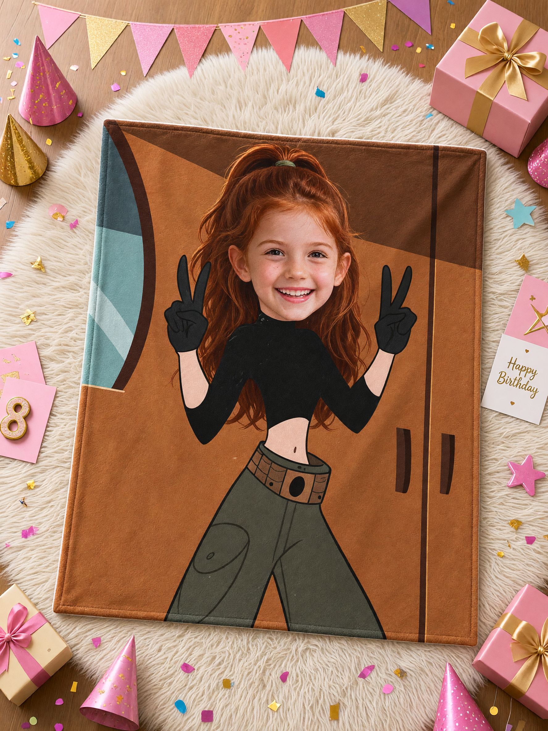 Custom Face Blanket Photo Cartoon Character Flannel Throw, Ultra Soft Skin-Friendly Fleece, Ideal Personalized Gift