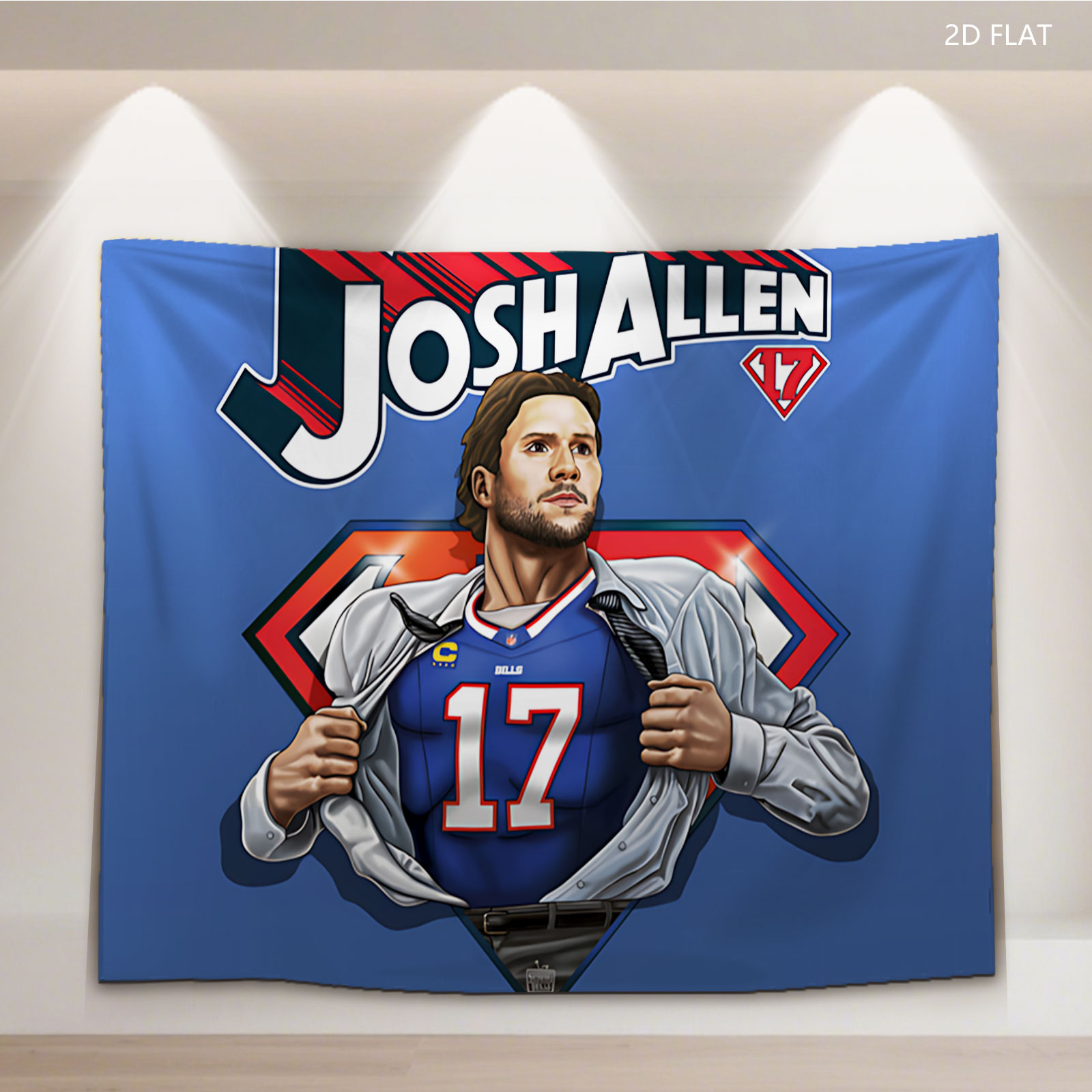 Josh Allen Superhero Transformation - Buffalo Bills QB #17 - Tapestry