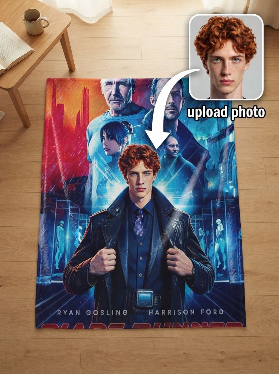 Custom Photo Face Blanket Personalized Ultra Soft Flannel Throw Anti-Pilling Movie Poster Keepsake Cozy Fleece Bed Sofa