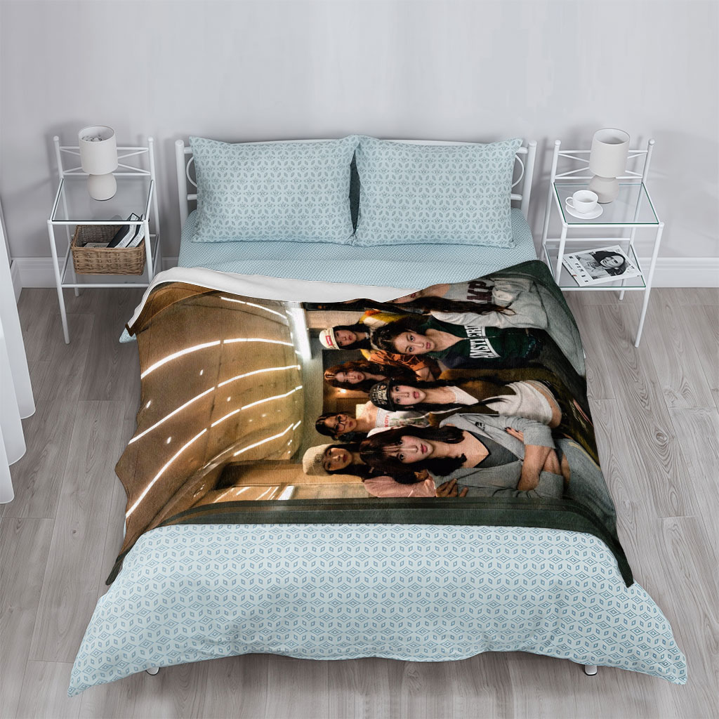 Kep1er Group Photo in Modern Indoor Setting with Casual Streetwear Fashion - Blankets