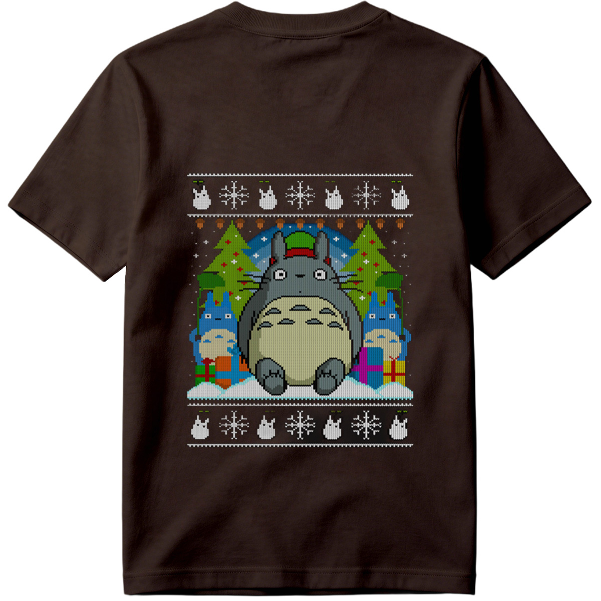 Totoro Christmas Knit Pattern - Tee