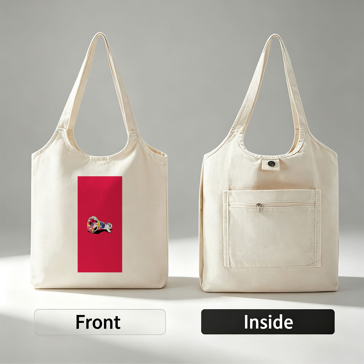 Kiwibank Megaphone on Red Background - Canvas shoulder bags/
