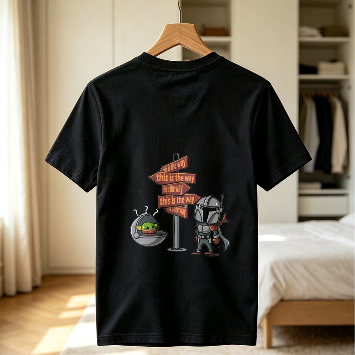 The Mandalorian and Grogu at Crossroads Sign - Tee