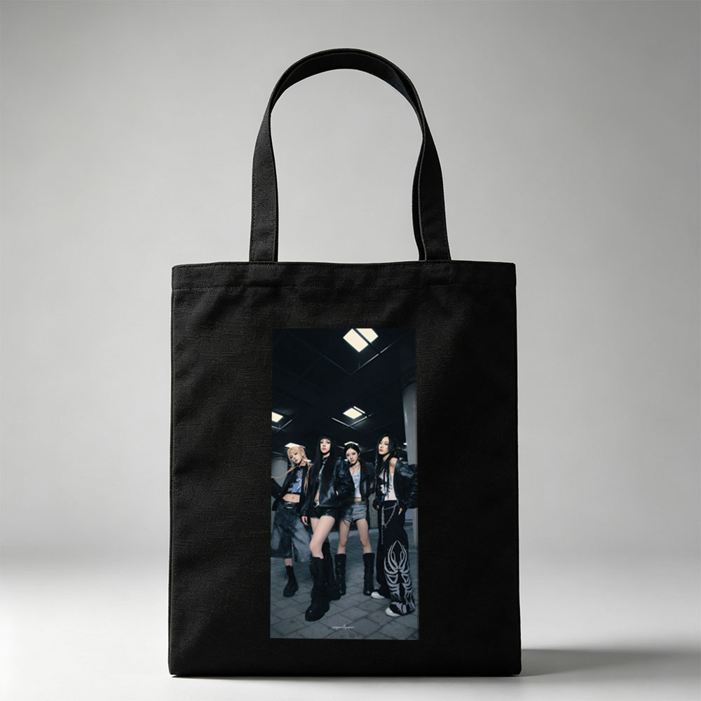 BLACKPINK in Underground Style - Four Members Pose in Edgy Leather Outfits with Bold Fashion Statements - Canvas tote bags