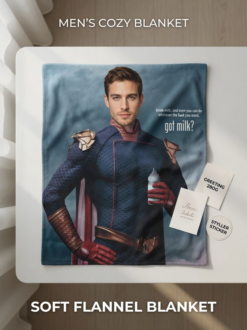 Custom Face Photo Flannel Blanket Personalized Superhero Meme Throw Skin-Friendly Soft Cozy Keepsake Gift for Him
