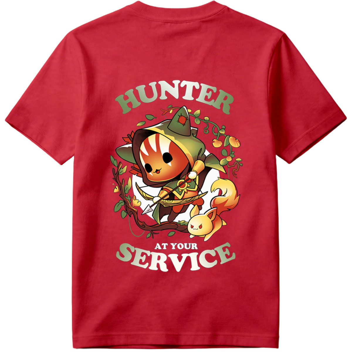 Hunter at Your Service - Chibi Archer and Fox Companion - Tee