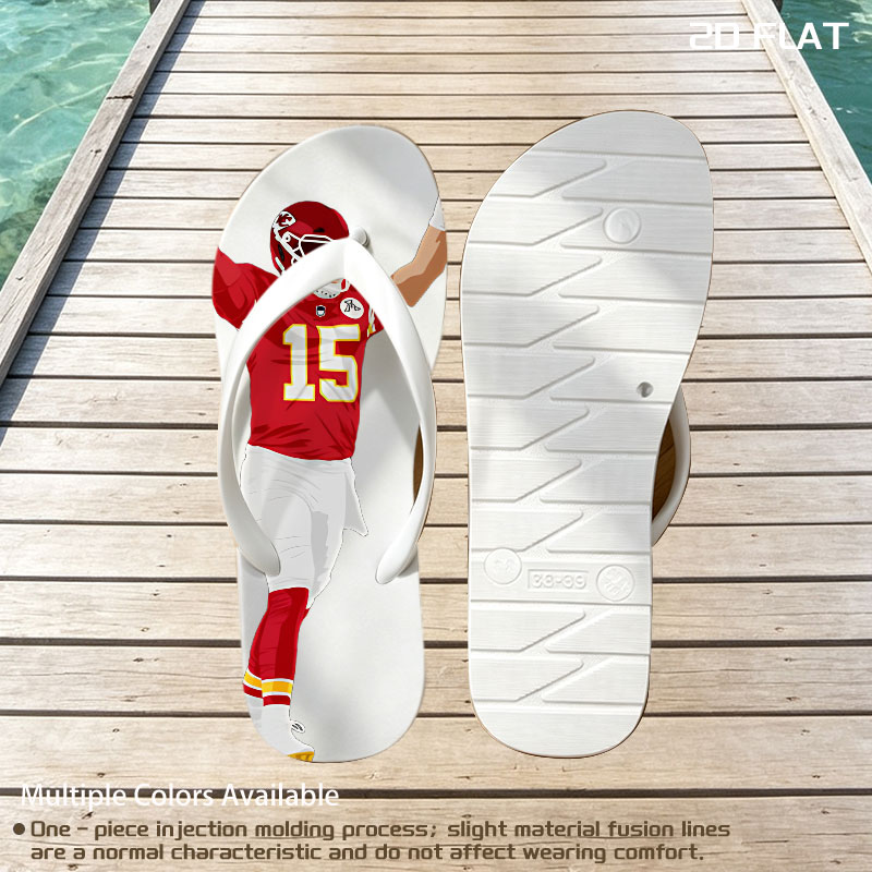 Patrick Mahomes Celebrates in Chiefs Uniform -  flip-flops