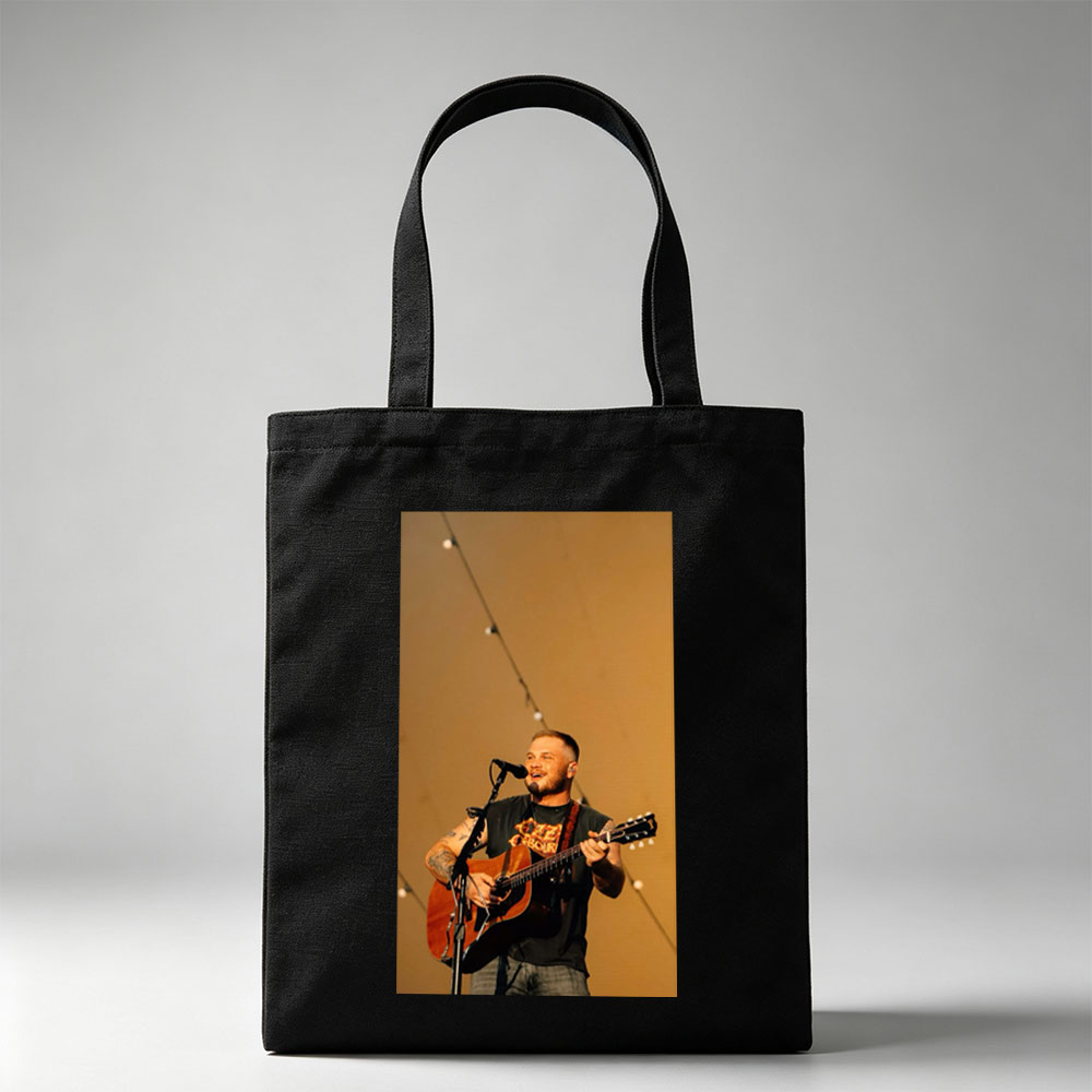 Brantley Gilbert Performing Live with Acoustic Guitar on Stage - Canvas tote bags
