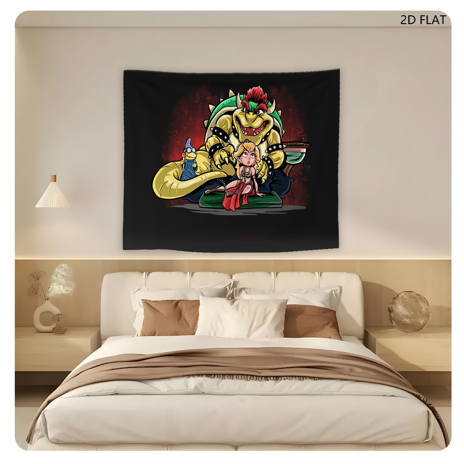 Bowser, Princess Peach, and Kamek in a Dramatic Scene - Tapestry