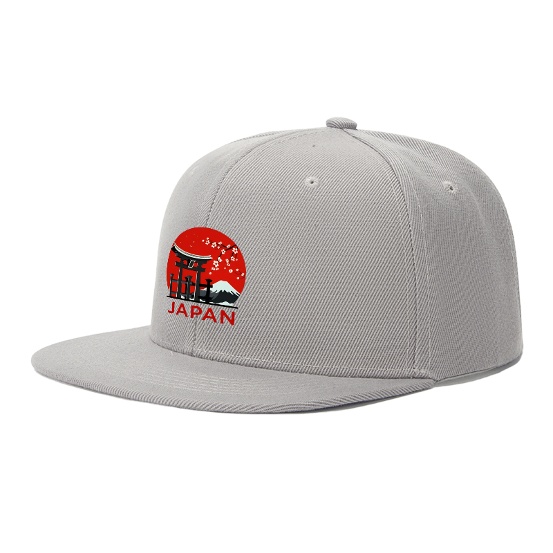 Flat Brim Baseball Cap Japan Cherry Blossom Torii Gate Design Streetwear Underground Skate Style for Basketball Courts Urban Streets Skate Parks Skaters Rappers Streetwear Enthusiasts