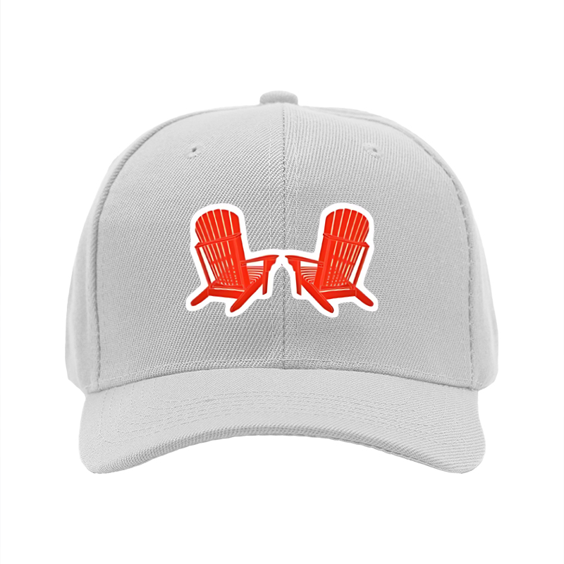 1pc New Baseball Cap with Red Adirondack Chair Print and Text Design Unisex Adjustable Hat for Outdoor Relaxation and Leisure Activities Suitable for Adults Who Love Nature and Casual Style