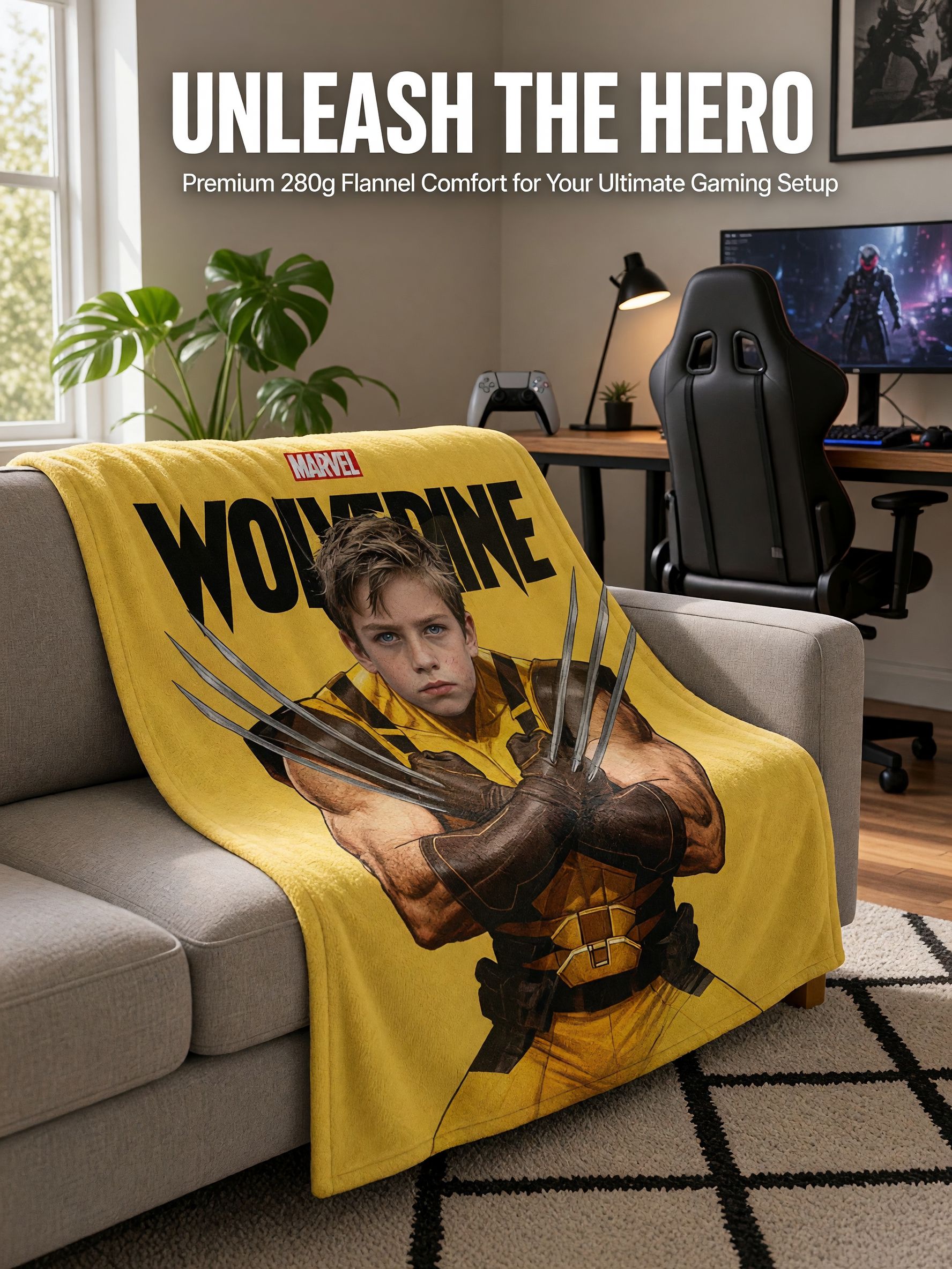 Custom Photo Face Superhero Flannel Fleece Blanket Ultra Soft Cozy Throw Bed Couch Ideal Personalized Gift