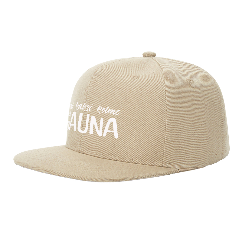 Flat Brim Baseball Cap Yksi Kaksi Kolme SAUNA Print Streetwear Underground Skate Style for Basketball Courts Urban Streets Skate Parks Designed for Skaters Rappers Streetwear Enthusiasts