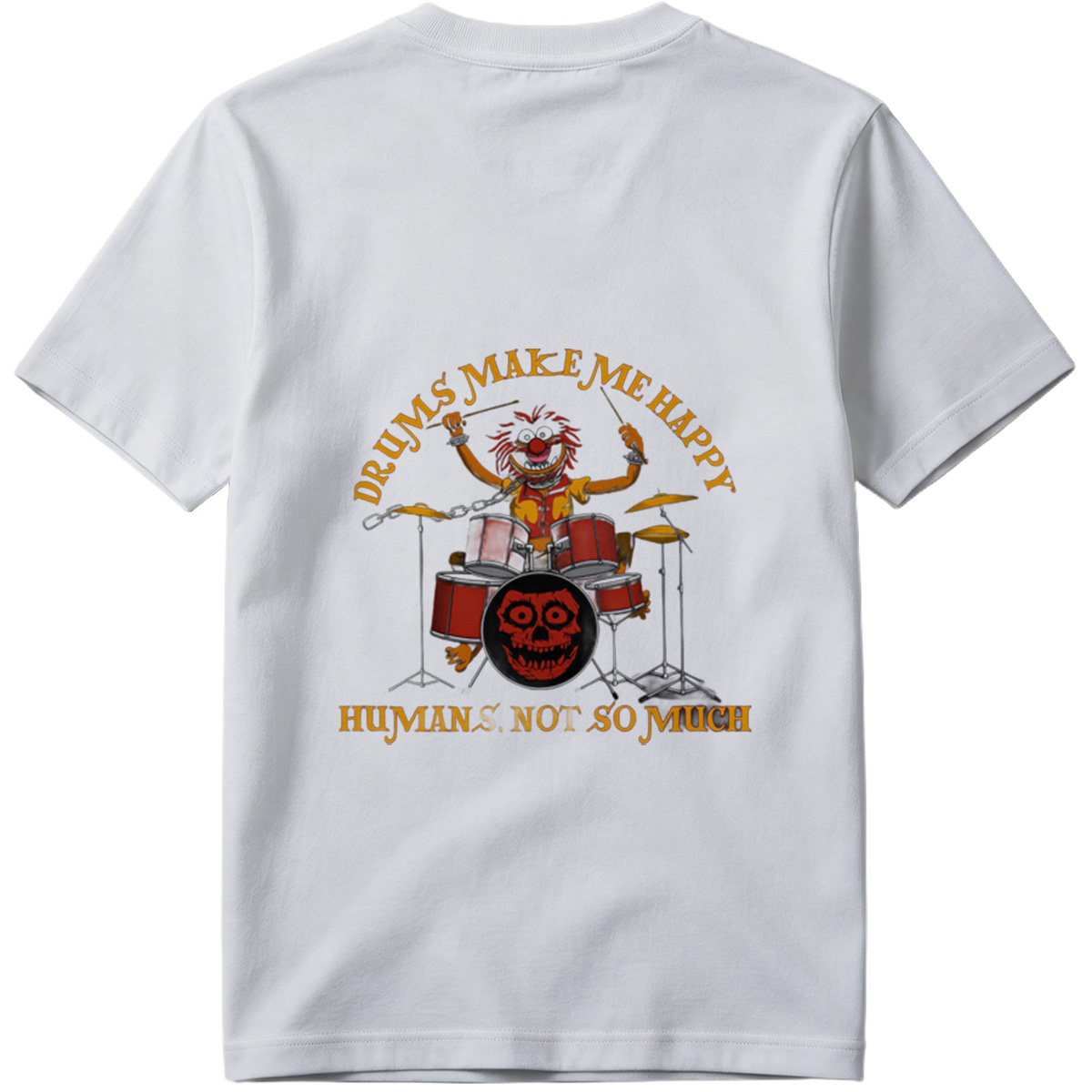 Animal from The Muppets Playing Drums with Skull Design - Tee