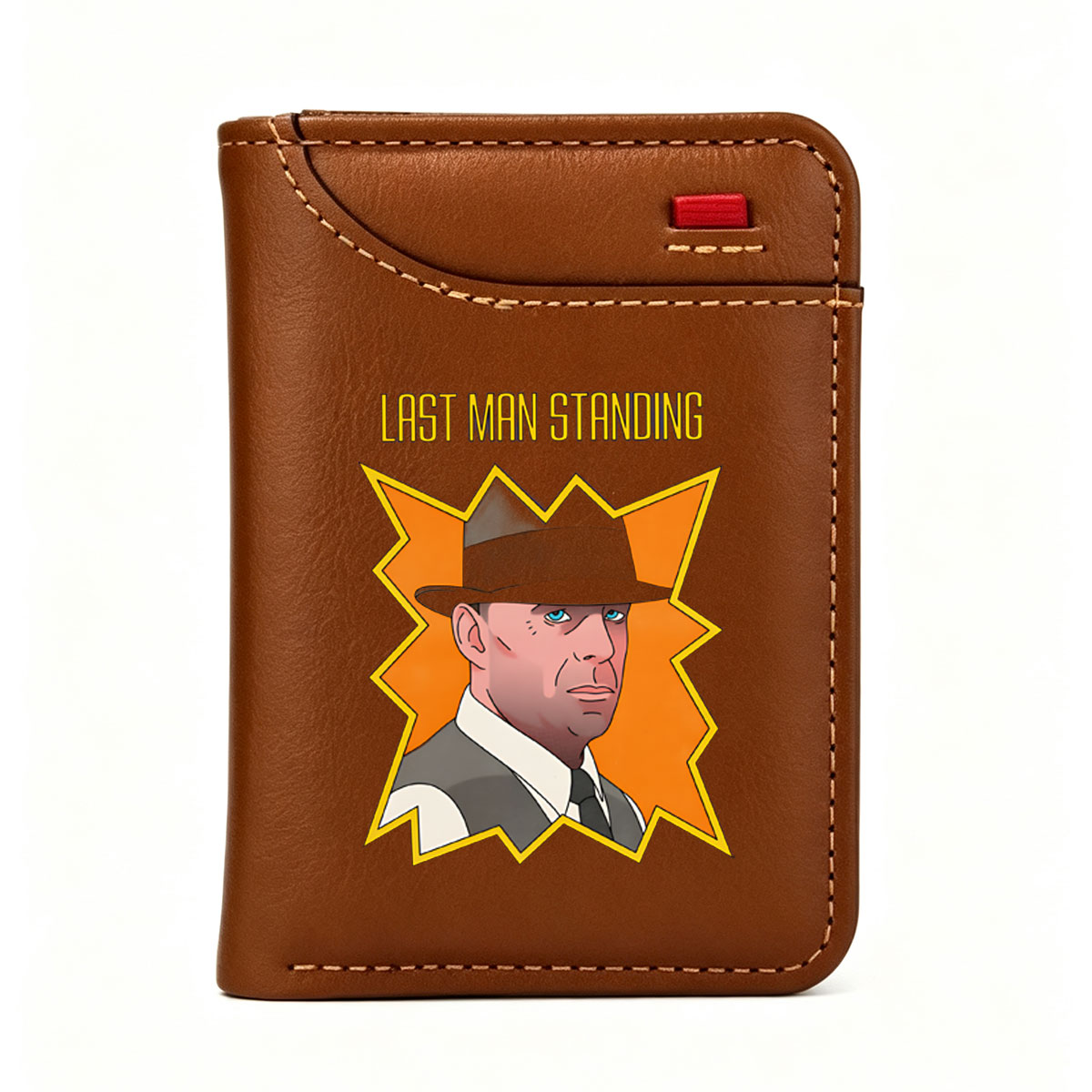 Last Man Standing: Animated Portrait of a Suave Man in Hat and Vest - Vertical Style Wallet