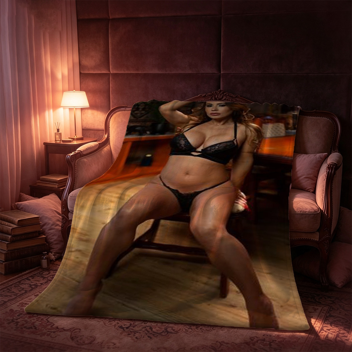 A woman receiving a foot massage on her bare soles. - Blanket