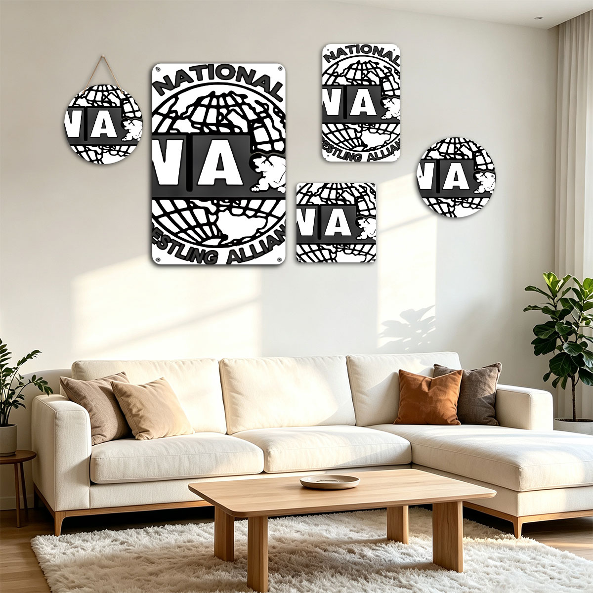 NWA Wrestling Alliance Logo Featuring Global Design and Classic Typography - painting