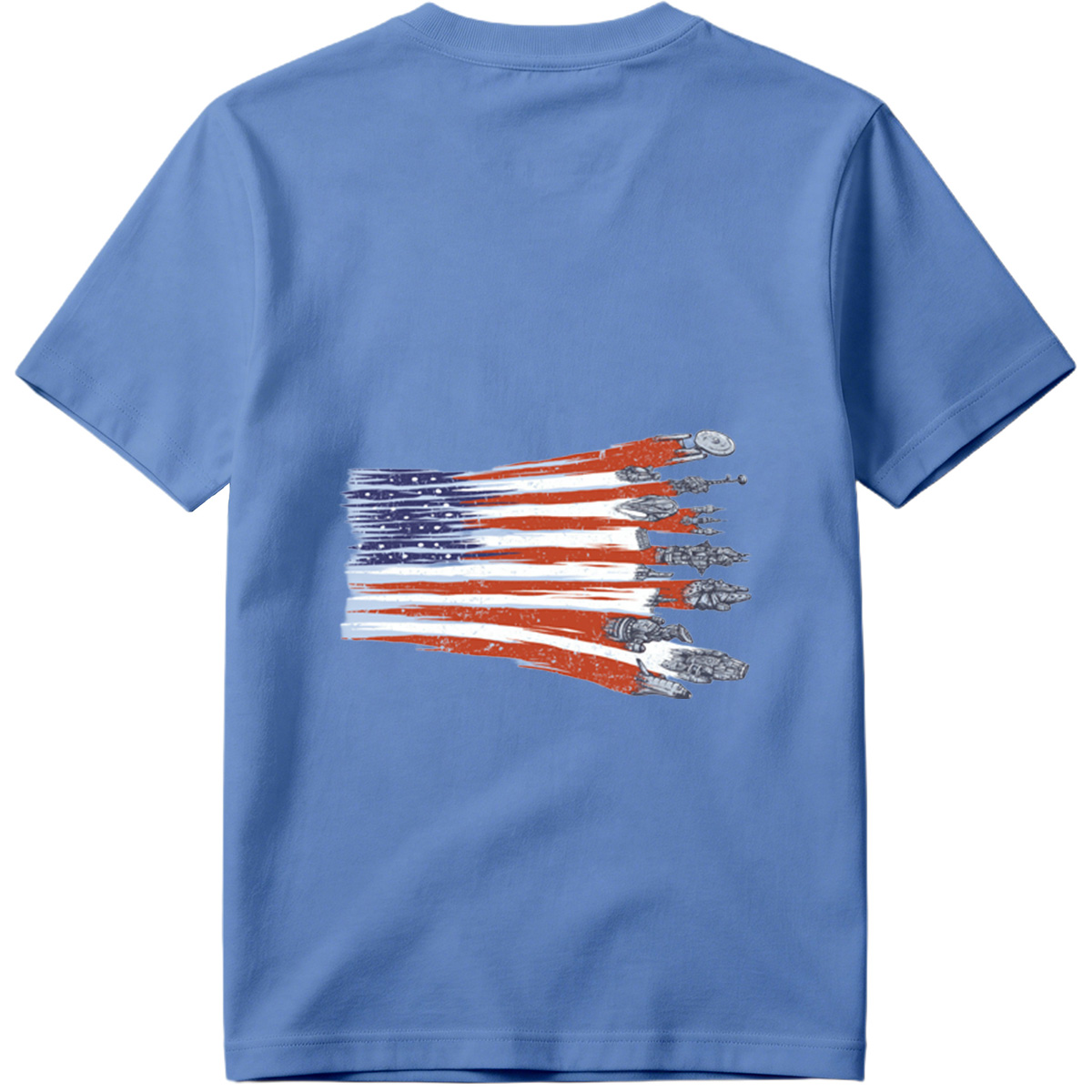 Star Trek and Star Wars Ships in American Flag Design - Tee