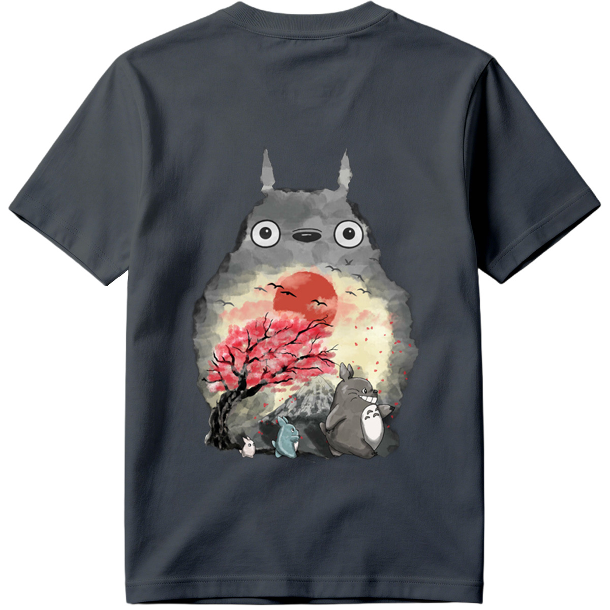 Totoro and Friends in Cherry Blossom Sunset - Tee