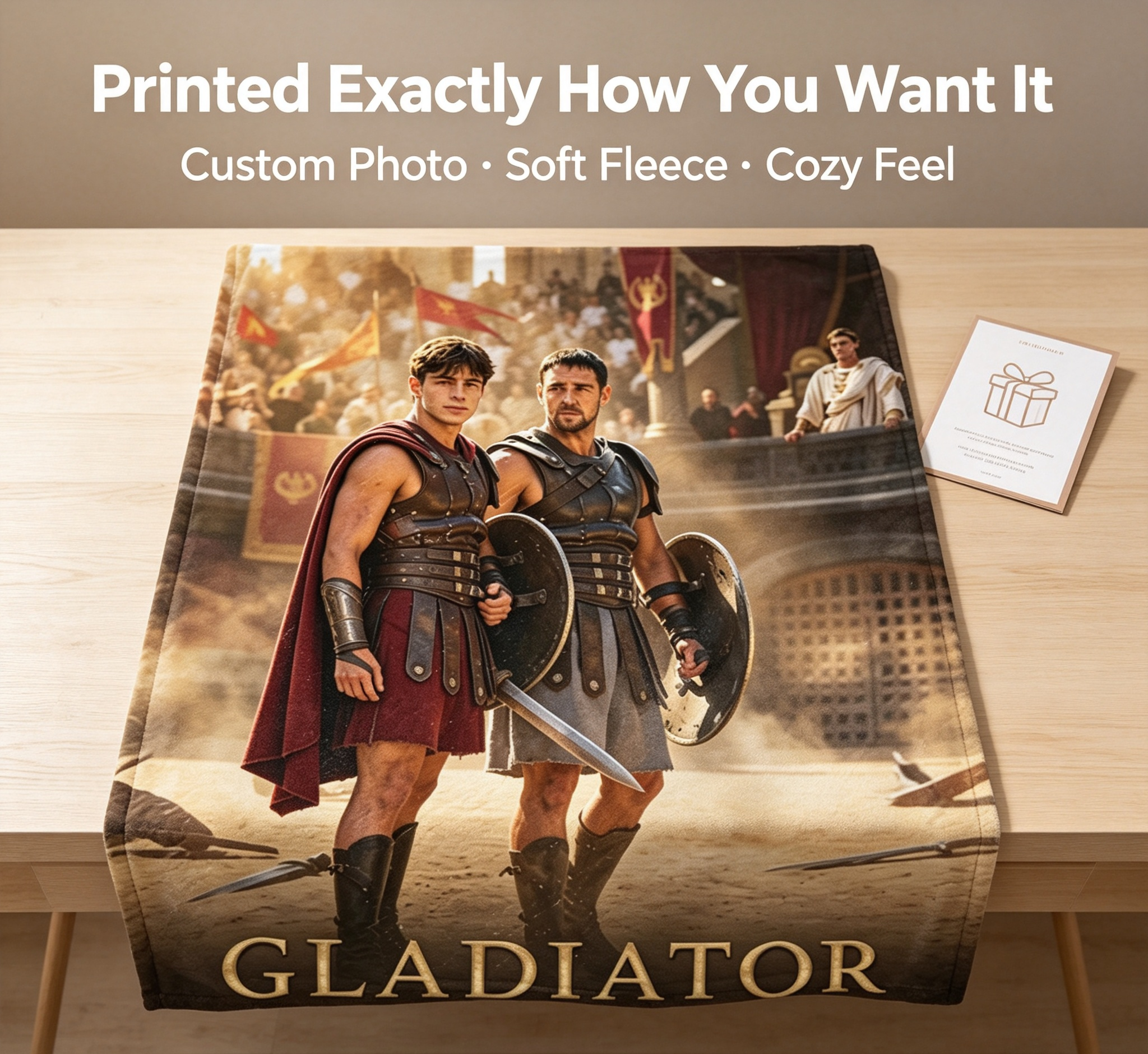 Custom Face Blanket Gladiator Movie Inspired Flannel Blanket for Couch or Bed Comfort Perfect Gift for Movie Fans and History Enthusiasts