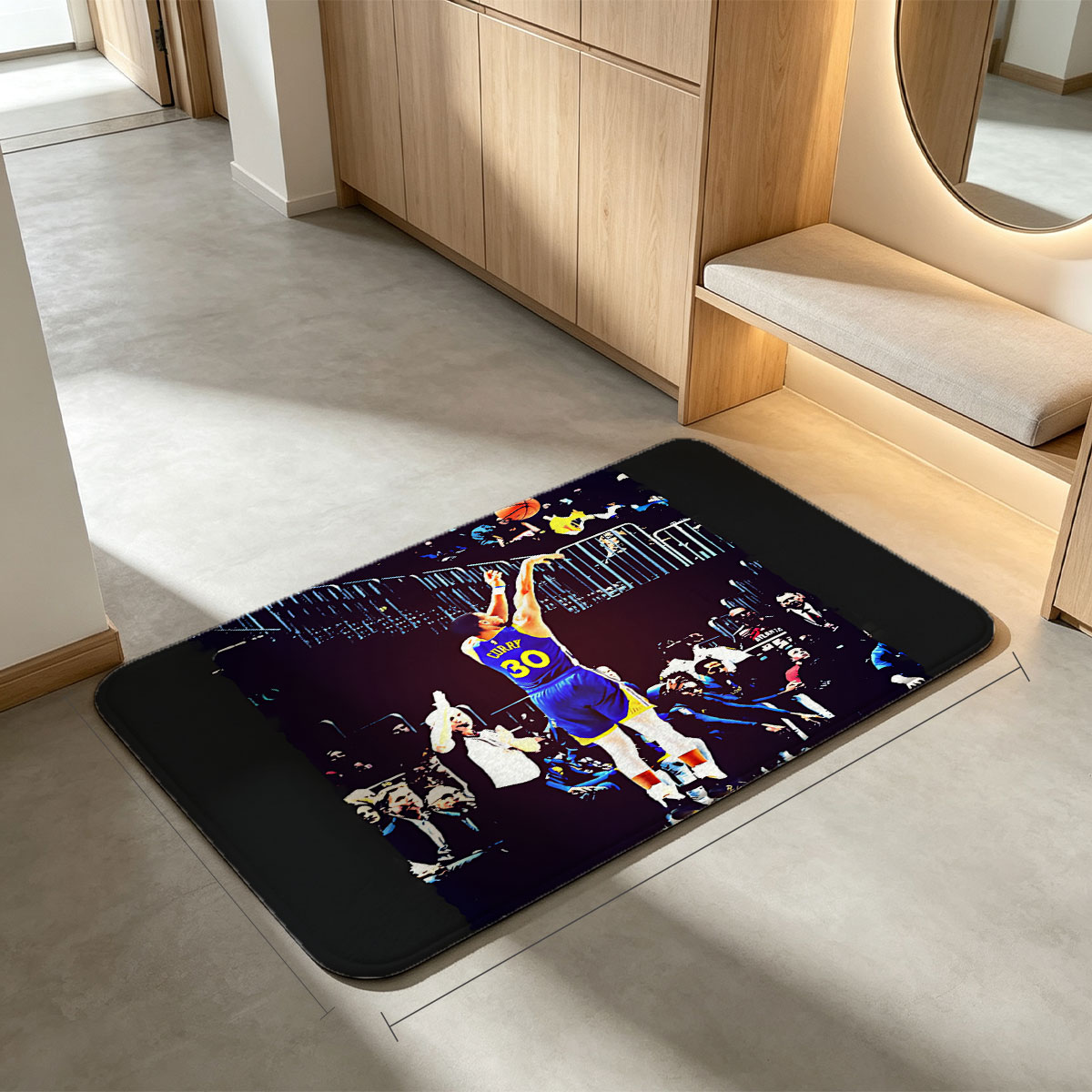 Stephen Curry #30 Shooting Three-Pointer in NBA Game - Flannel floor mat