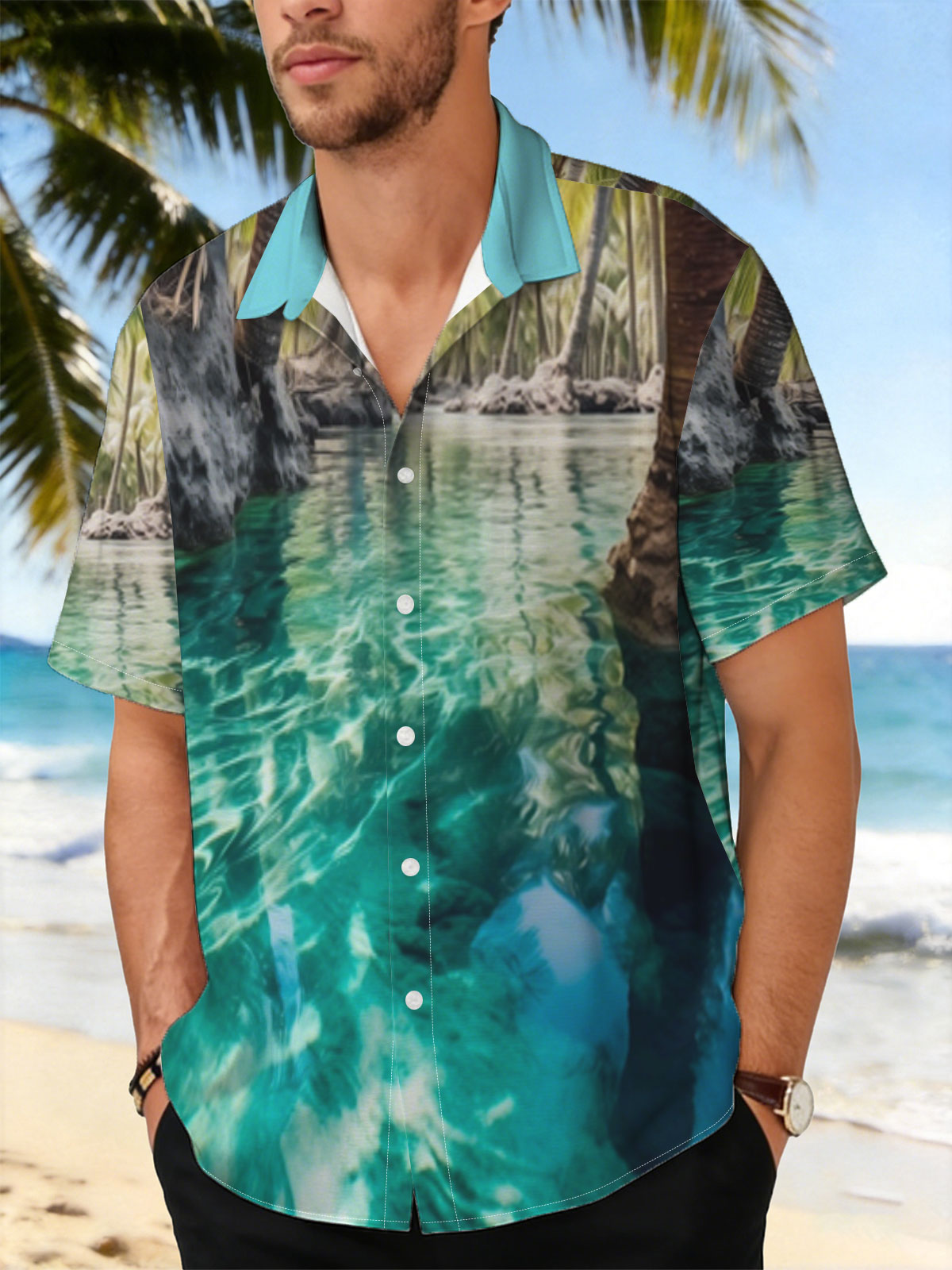 Crystal Clear Water Among Palm Trees -  Shirt