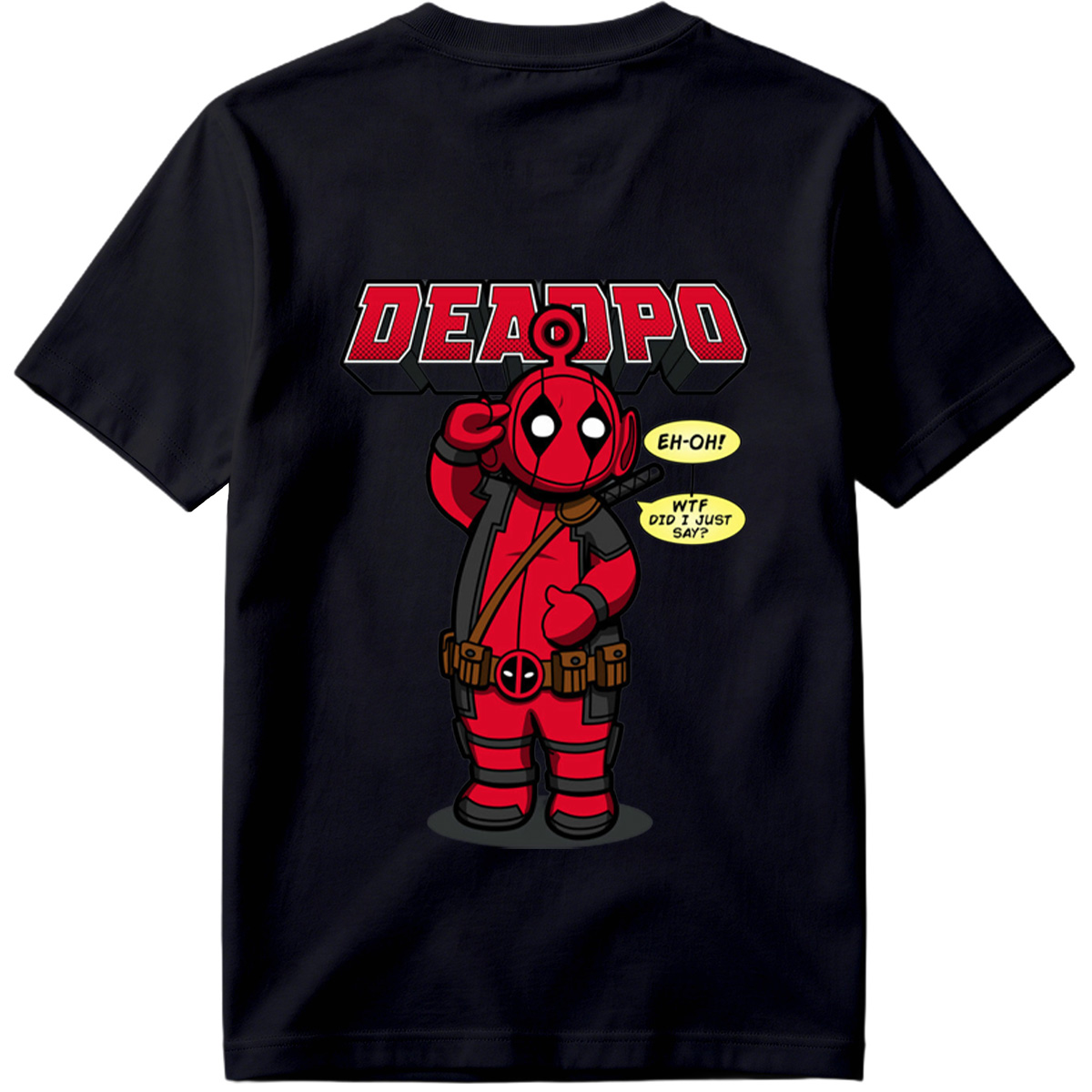 Deadpool Chibi Character with Speech Bubbles - Tee