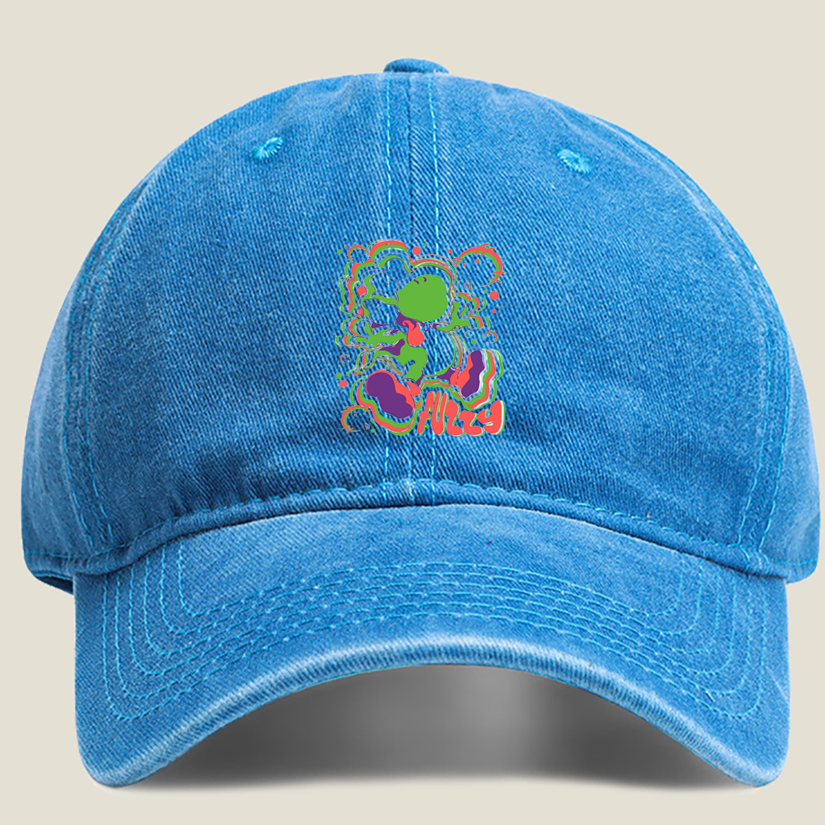 Yoshi Fuzzy Art Design - Washed Denim - Baseball Cap