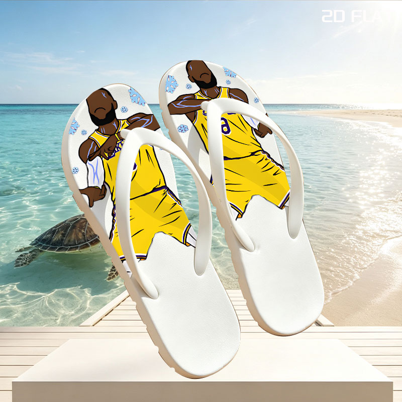 LeBron James in Lakers Jersey Dabbing with Snowflakes -  flip-flops