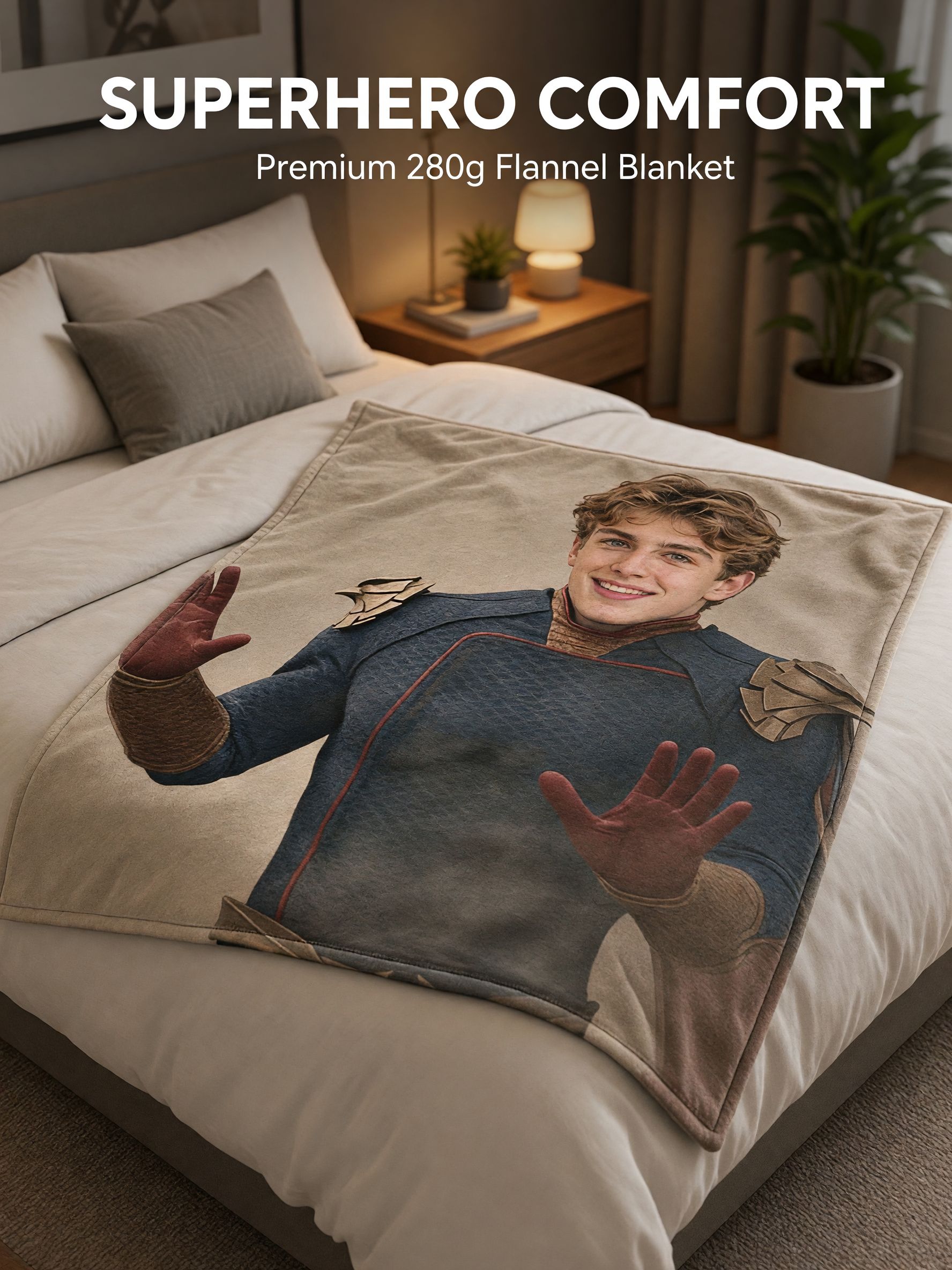 Custom Photo Flannel Blanket Personalized Face Portrait Throw Soft Warm Anti Pilling Bed Couch Fleece Gift