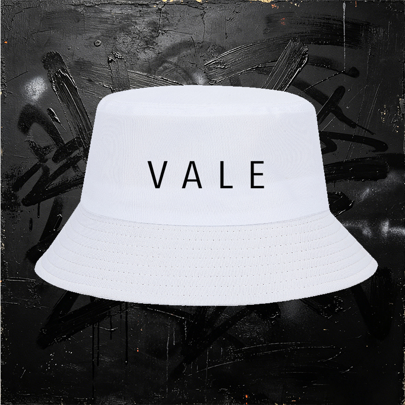 Unisex Bucket Hat with VALE Letter Print - Classic Cotton Fisherman Hat for Outdoor Activities, Travel, and Casual Wear - Perfect for Men and Women Seeking Stylish Sun Protection