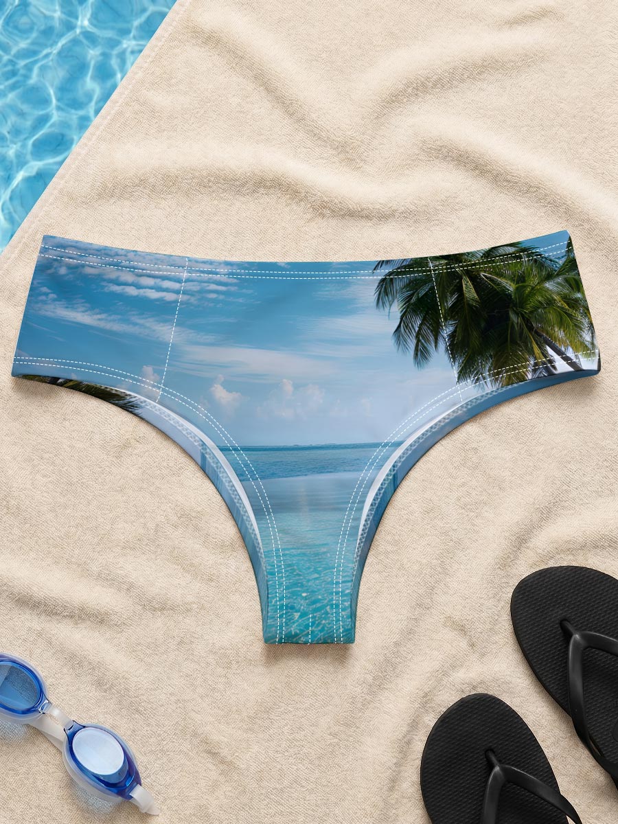 Infinite Pool Meets Azure Sea Under Palm Trees -  Men's swim trunks