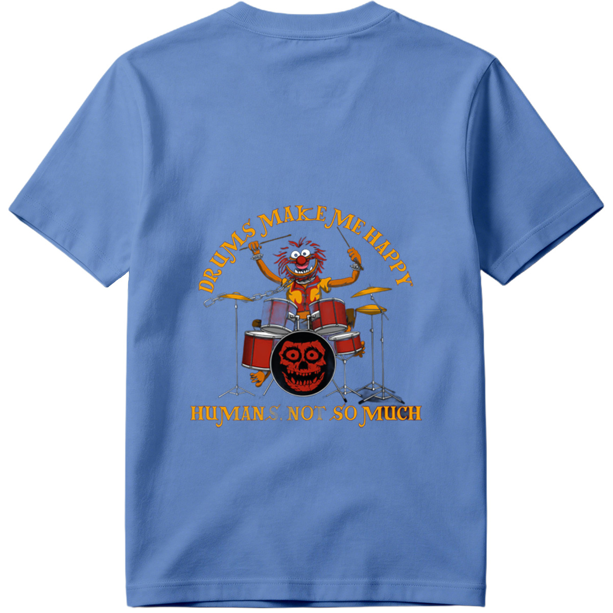 Animal from The Muppets Playing Drums with Skull Design - Tee