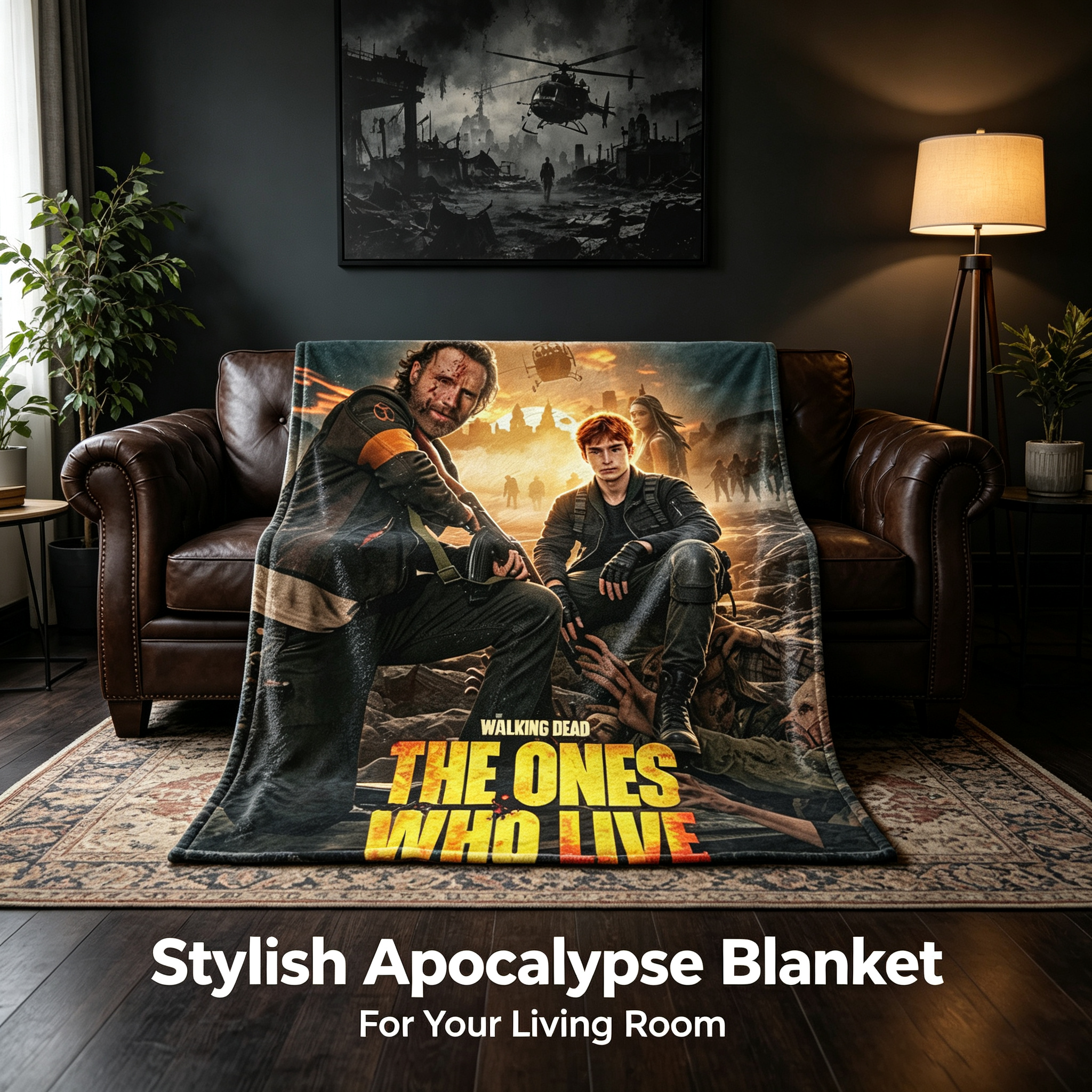 Custom Face Blanket The Walking Dead The Ones Who Live Flannel Blanket for Couch Watching Movie Night Gift or Giveaway
