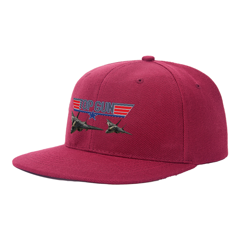 Flat Brim Baseball Cap Top Gun Logo Jet Fighter Design Streetwear Underground Skate Style for Basketball Court Skate Park Urban Riders and Rap Artists