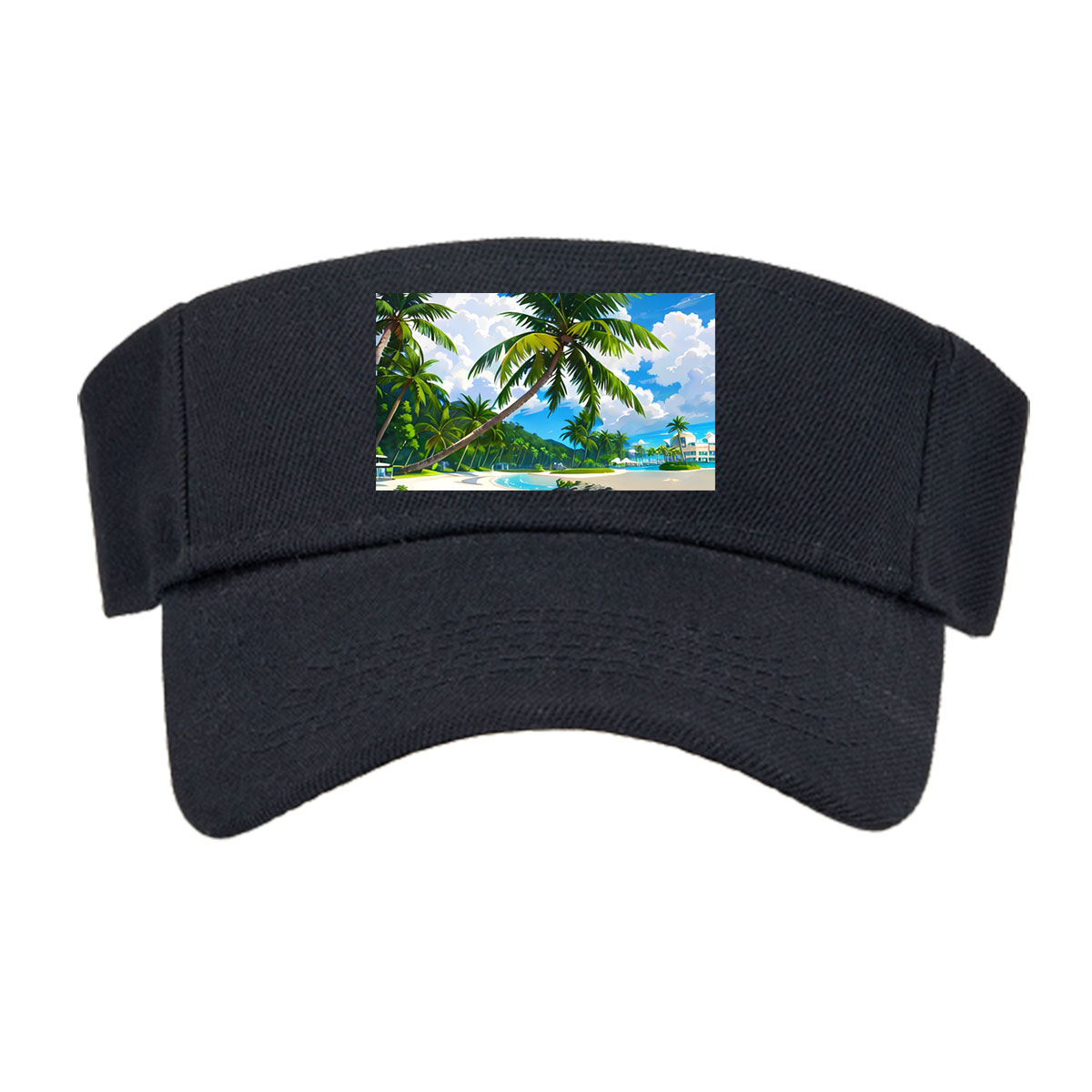 Tropical Beach with Palm Trees and Clear Blue Water -  Visor cap