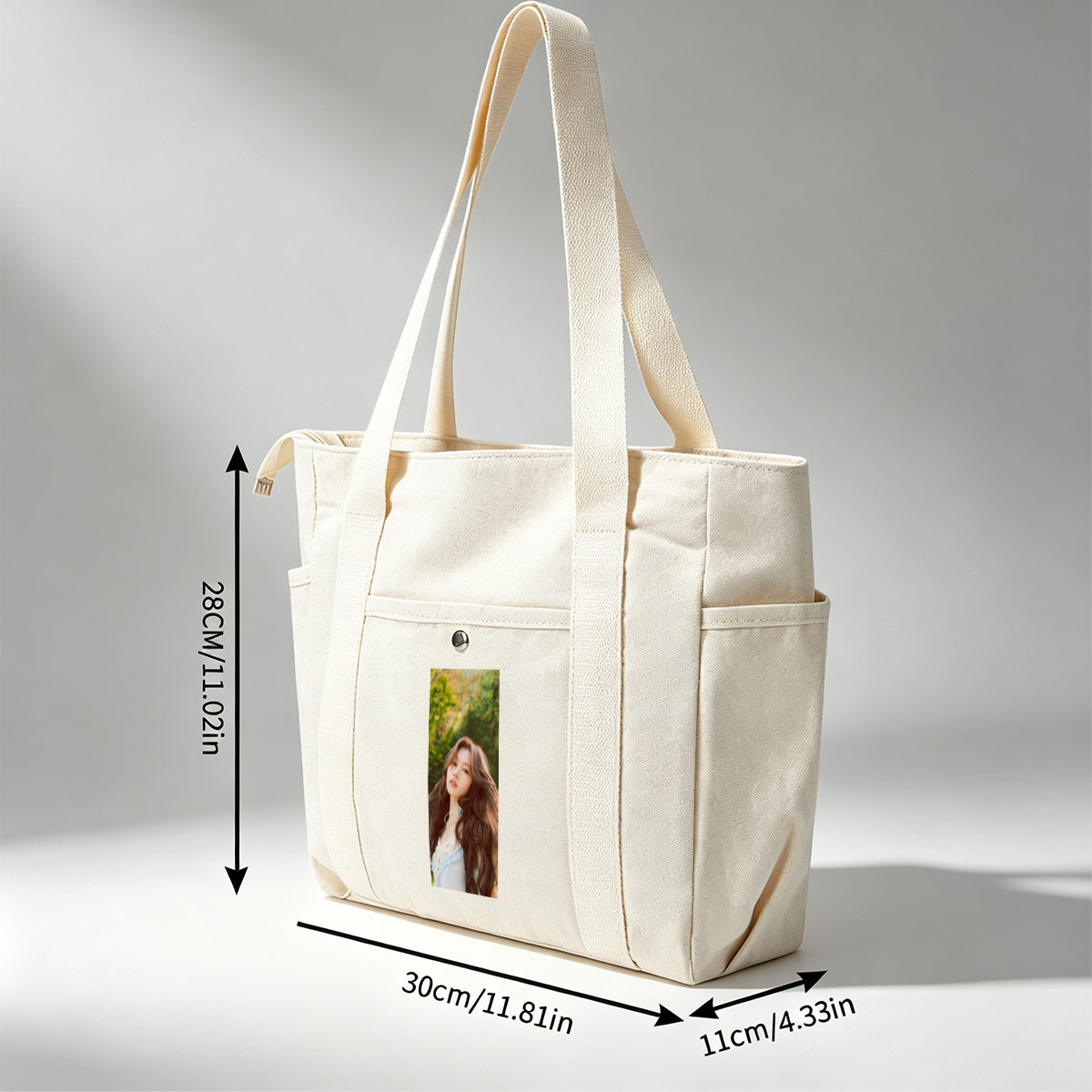 KARINA of Aespa in a Serene Forest Setting Wearing a Delicate White Outfit with Flowing Hair - Multi-pocket bags