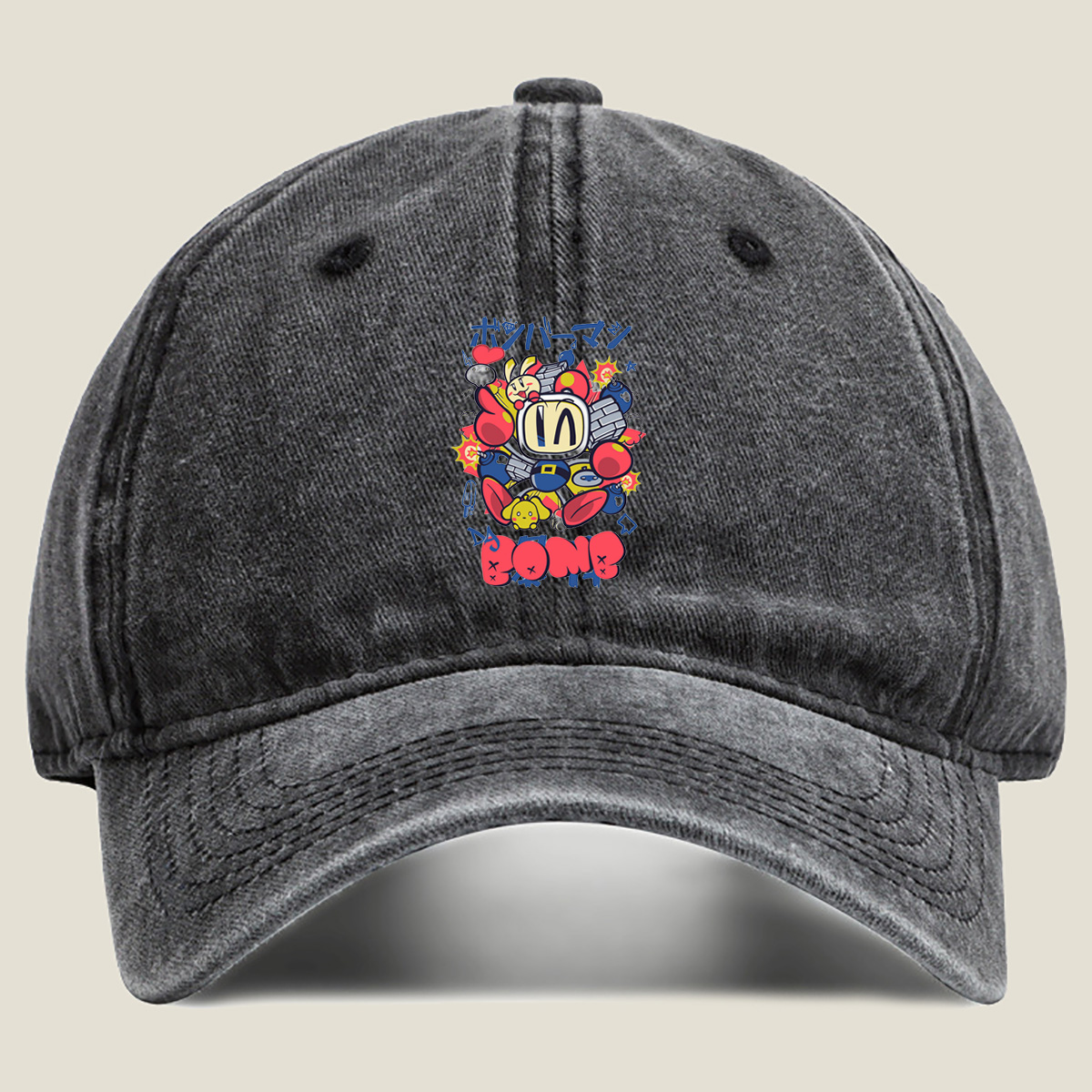 Bomberman: Bombs, Characters, and Classic Gameplay - Washed Denim - Baseball Cap