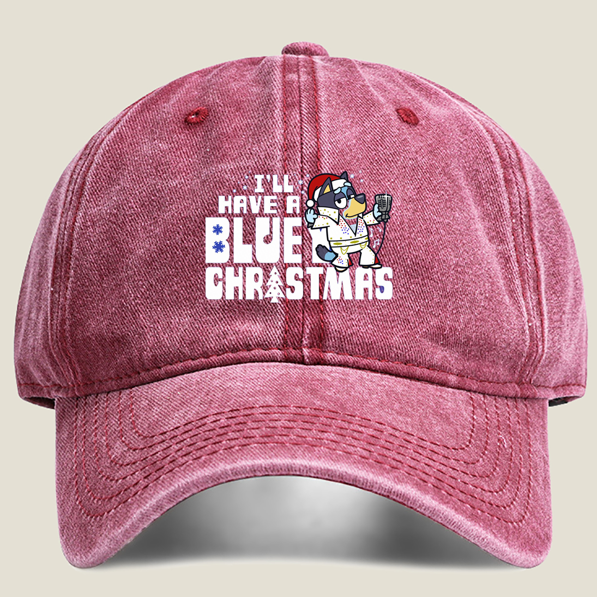 Bluey Christmas Singing - Washed Denim - Baseball Cap