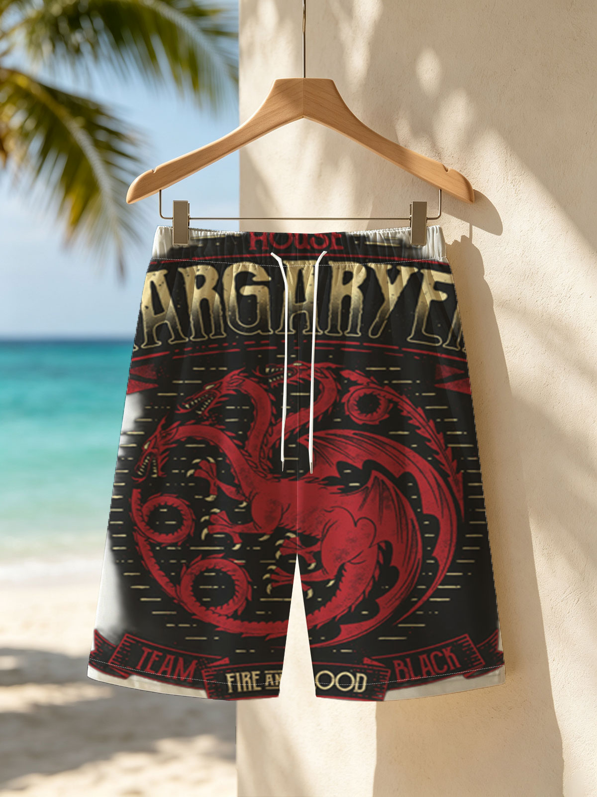 House Targaryen - Fire and Blood, Three-Headed Dragon Symbol -  Beach shorts