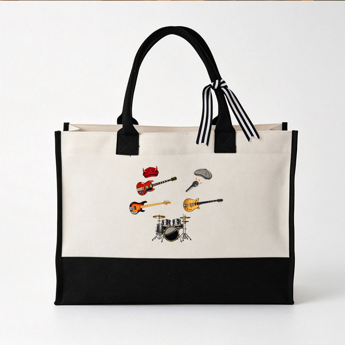Rock Band Instruments and Accessories - Canvas patchwork gift tote bag