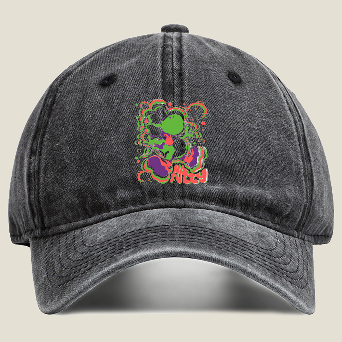 Yoshi Fuzzy Art Design - Washed Denim - Baseball Cap