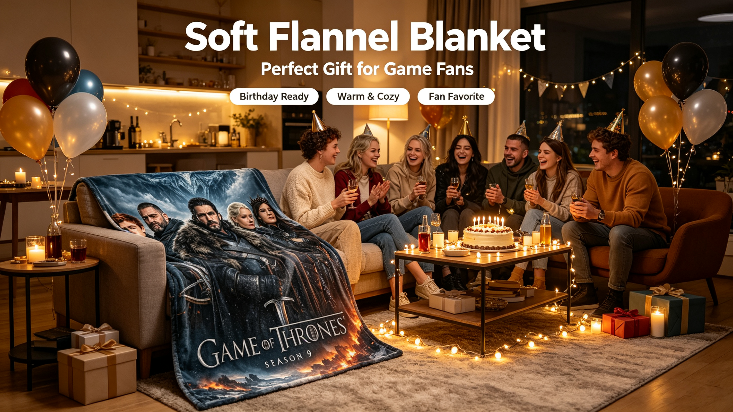 Custom Face Blanket Game of Thrones Season 9 Flannel Blanket for Fans and Collectors – Perfect Gift or Giveaway for TV Show Enthusiasts