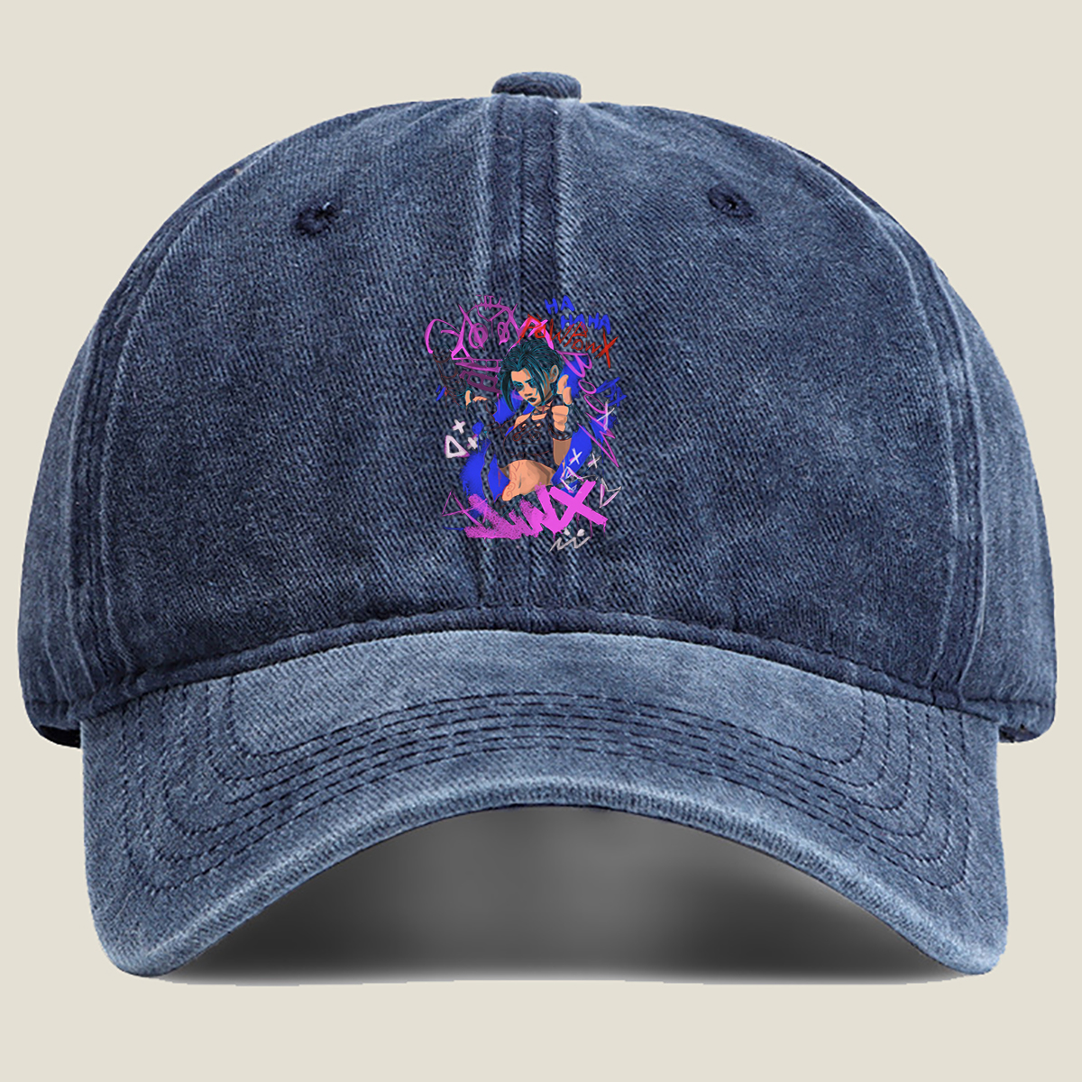 Cindy the Hacker: Cyberpunk Chaos - Washed Denim - Baseball Cap